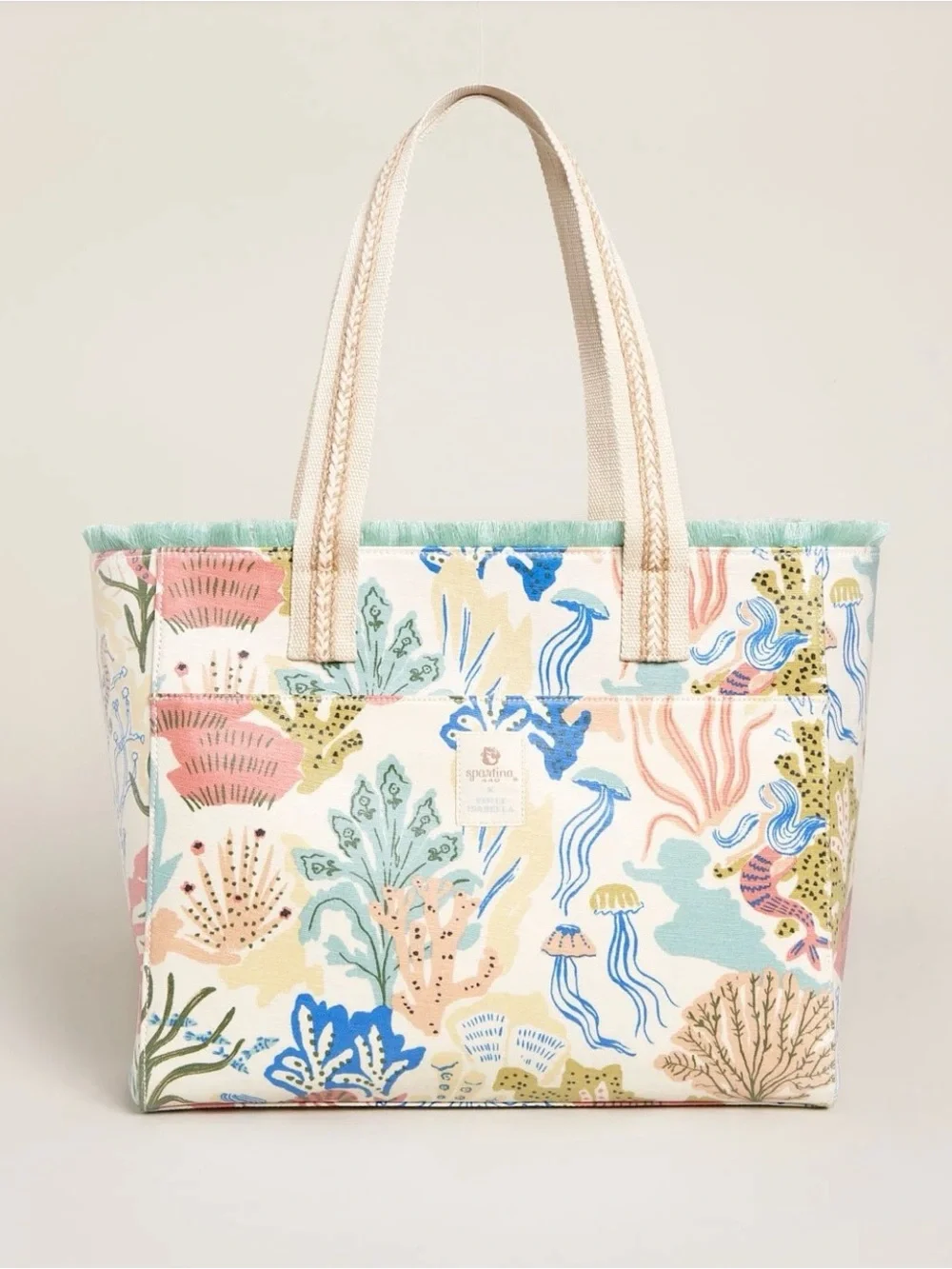 Spartina 449 Mermaid Sea Beach Tote - Cream, Blue, Green, Pink